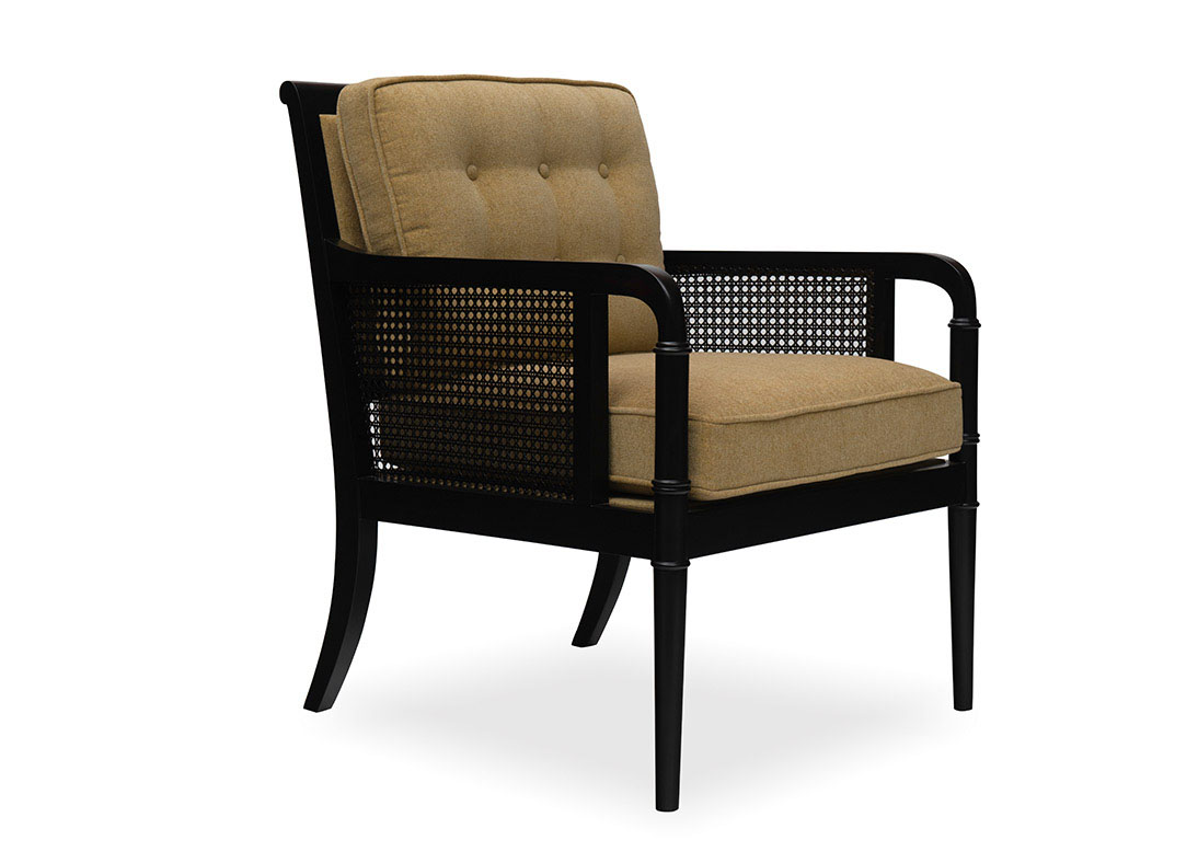 Gymkhana Cane Chair Weathered Black Bamboo Cobblestone Weathered Black